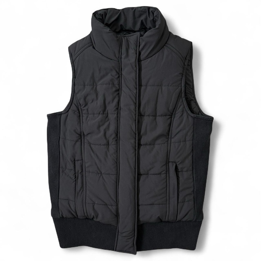 Lorna Jane Uniquely Puffer Vest Magnetic Buttons & Zip Up In Black Size Medium